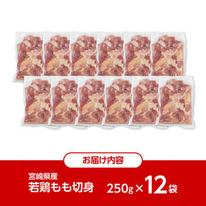 鶏肉【令和8年9月発送】小分け宮崎県産若鶏もも肉計3kg（250g×12袋）鶏肉