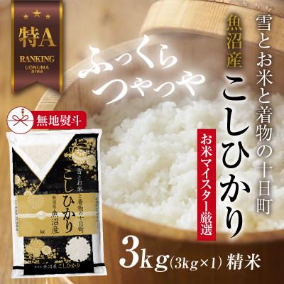 ふるさと納税 十日町市 【無地のし】 魚沼産 コシヒカリ 3kg 新潟県 お米の美味しい炊き方ガイド付き