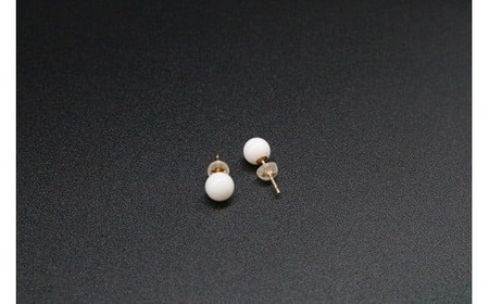 白Tama ピアス 6.1mm～6.5mm | 珊瑚 白珊瑚 サンゴ さんご 白サンゴ ピアス ゴールド アクセサリー 高知県 南国市