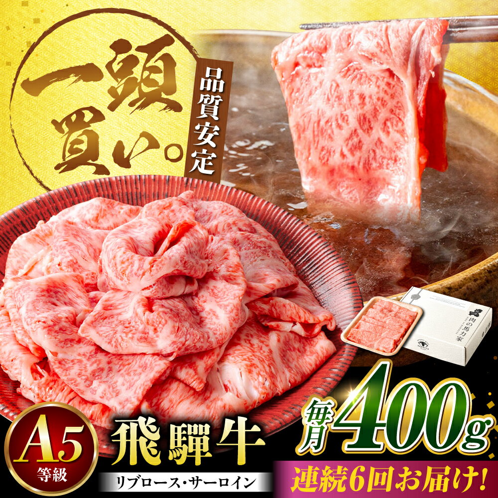 【ふるさと納税】【6回定期便】飛騨牛サーロイン・リブロース 400g×1パック すき焼きしゃぶしゃぶ用肉 / すき焼き しゃぶしゃぶ 牛肉 / 御嵩町 / 馬力家[AVBO022]