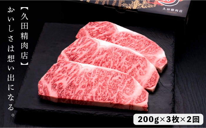 【全2回定期便】博多和牛 サーロイン ステーキ 200g×3枚＜久田精肉店＞那珂川市 [GDE008]