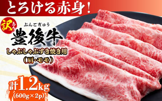 【訳あり】おおいた豊後牛 赤身霜降り しゃぶしゃぶすき焼き用（肩・モモ）1.2kg(600g×2P) 日田市 / 株式会社MEAT PLUS　牛 うし 黒毛和牛 和牛 豊後牛 [AREI037]