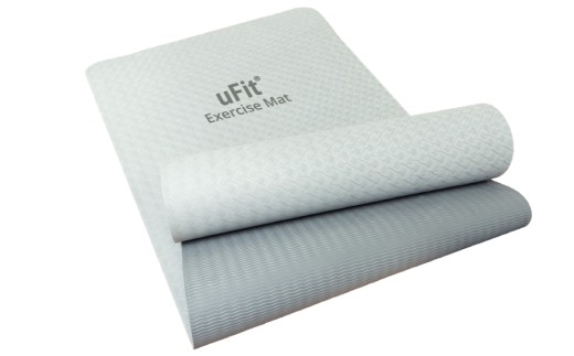 uFit Exercise Mat　200×90cm【グレー】 【エクササイズ マット ヨガ 筋トレ グリップ力 ズレにくい 運動 ストレッチ】