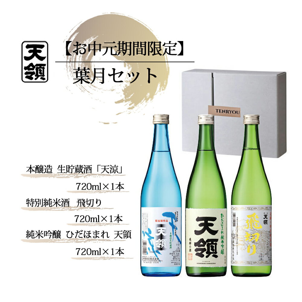 【ふるさと納税】【期間限定 お中元】（2025年7月頃から順次発送）　 葉月セット 特別純米酒「飛切り」・本醸造生貯蔵酒「天涼」・純米吟醸酒「ひだほまれ　天領」（各 720ml）天領酒造 夏限定 ギフト 贈答 贈り物 プレゼント 御中元 酒 20000円 岐阜県 下呂市