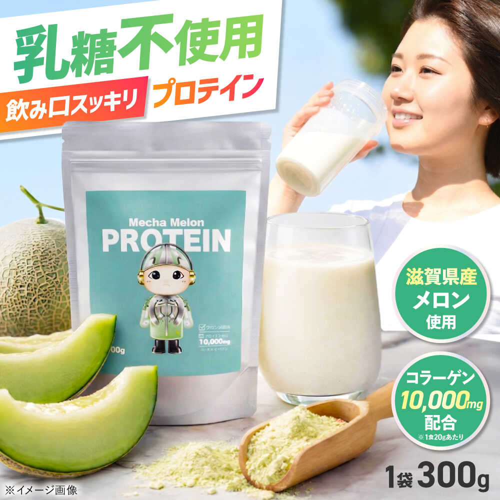 【ふるさと納税】Mecha Melon メカメロンプロテイン コラーゲン配合プロテイン メロン風味 モリンガ配合 乳糖フリー 300g 1袋 フルーティ 滋賀県長浜市/山岡精機株式会社[AQDU001]
