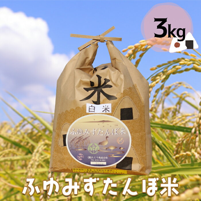 【ふるさと納税】宮城県産 無農薬白米「ふゆみずたんぼ米」3kg｜大崎市田尻のブランド米・ご飯に最適【精米済・送料無料】