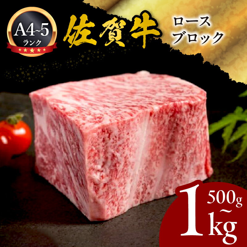 【ふるさと納税】A5 A4 佐賀牛ロースブロック ＜容量が選べる／500g・1kg＞【ふるさと納税 佐賀牛 ブランド牛 お肉 牛 牛肉 ロース ブロック 冷凍 選べる 容量】