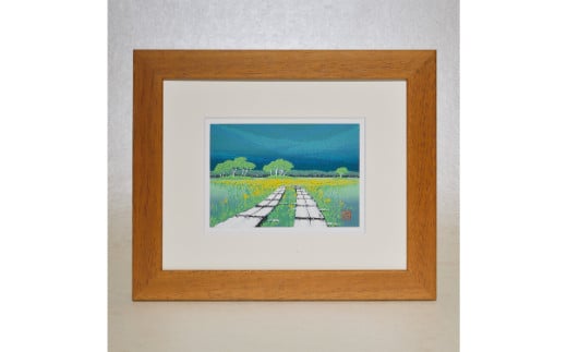 「花々の調べ（インチ）」【 版画 額付 小川手漉和紙 小暮真望 東松山 埼玉県 】