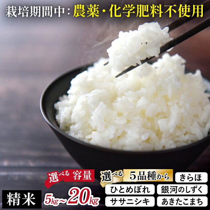 【ふるさと納税】 令和7年産 精米 おすすめ 白米 栽培期間中 農薬不使用 化学肥料不使用 / 5kg 10kg 20kg きらほ あきたこまち ひとめぼれ ササニシキ 銀河のしずく 選べる 国産 東北 美味しい 少量 人気 産地直送 農家直送 単一原料米 岩手県 滝沢市 送料無料 武田家のお米