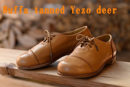 北海道 エゾ鹿 革靴 鹿革 野生鹿 Buffa tanned Yezo deer 希少価値大