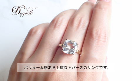 Degodd デゴッド ホワイトトパーズスクエアリング 11号 13号 15号  リング 指輪 天然石リング ジュエリー 天然石ジュエリー トパーズリング 天然石アクセサリー アクセサリー レディース