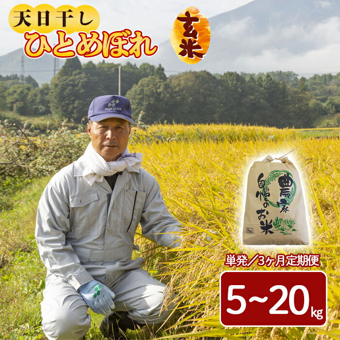 【ふるさと納税】【令和7年産】【先行予約】 2025年産 岩手県産 天日干し米 米 こめ お米 玄米 選べる 容量 5kg10kg 20kg 発送回数 1回 単発便 3回 定期便 ひとめぼれ ／ 天日干し げんまい ご飯 ごはん おこめ ライス 国産米 おすすめ 岩手県 八幡平市 送料無料 伊藤一夫
