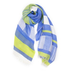 44‐14【播州織ダブルフェイスブロックコットンストール】BLUE.GREEN 