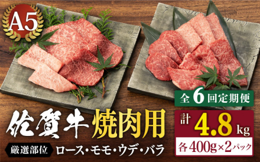 
【6回定期便】佐賀牛 A5 厳選部位 焼肉用 800g （400g×2P）【桑原畜産】 [NAB230]
