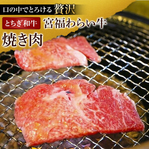 宮福わらい牛（とちぎ和牛） A5 バラ焼き肉　約400g　たれ付
