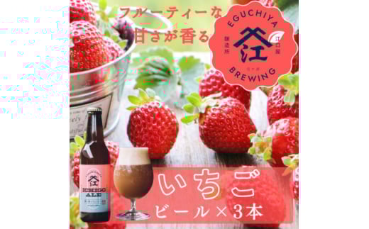 霞ヶ浦いちごエール 茨城県産 330ml×3本セット【1613504】