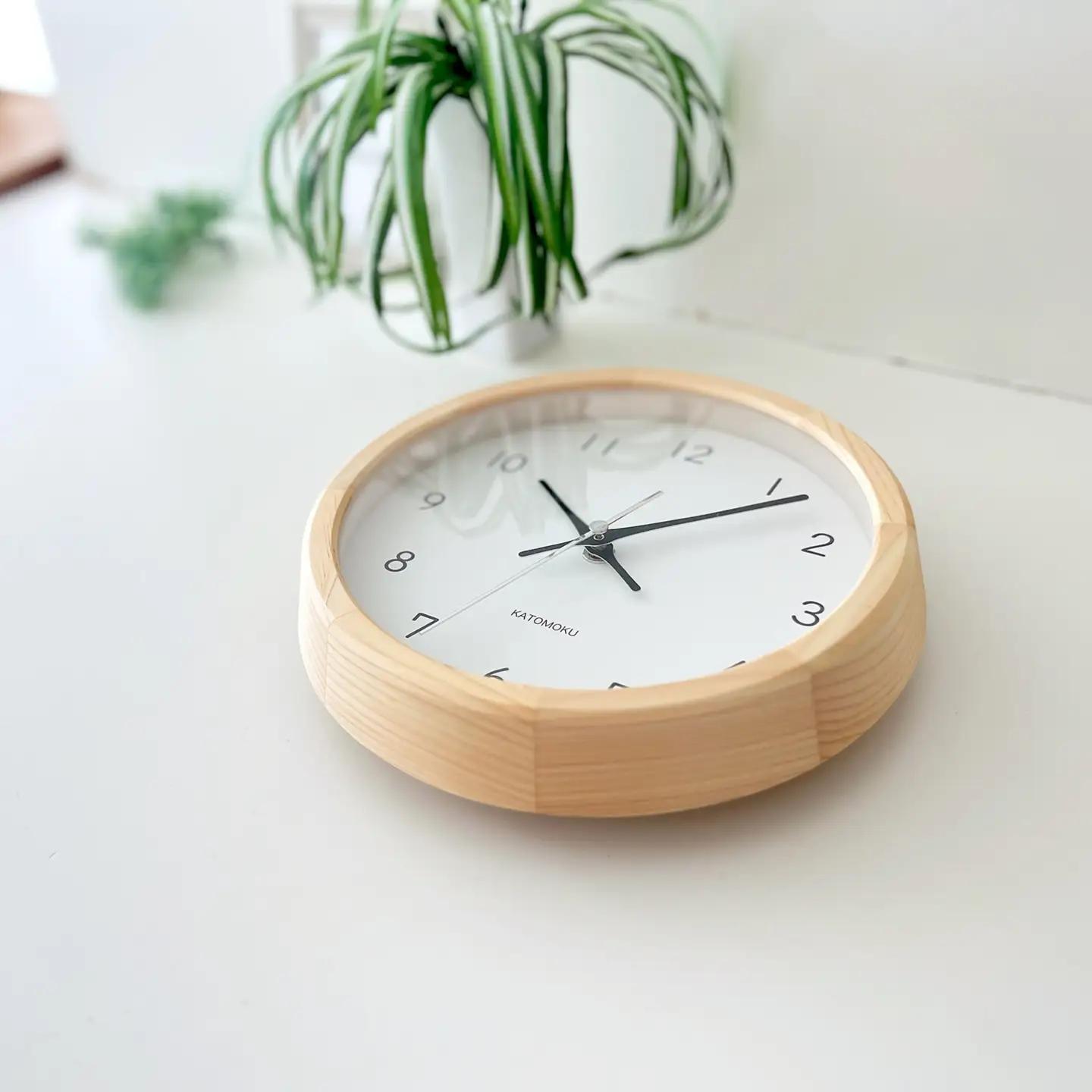 KATOMOKU muku clock 木製掛け時計（ヒノキ）km-130HI