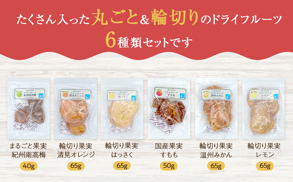 和歌山県産 丸ごと＆輪切り ドライフルーツ 6種類セット