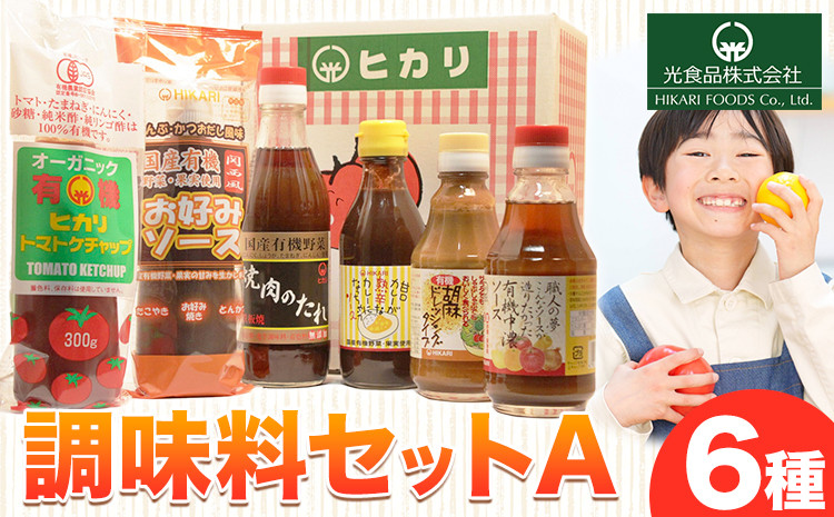 
             有機 調味料セット A 6種 光食品 株式会社 《30日以内出荷予定(土日祝除く)》 調味料 無添加 調味料 中華 バラエティーセット 中農ソース 濃厚ソース お好みソース ケチャップ ドレッシング 徳島県 上板町
          