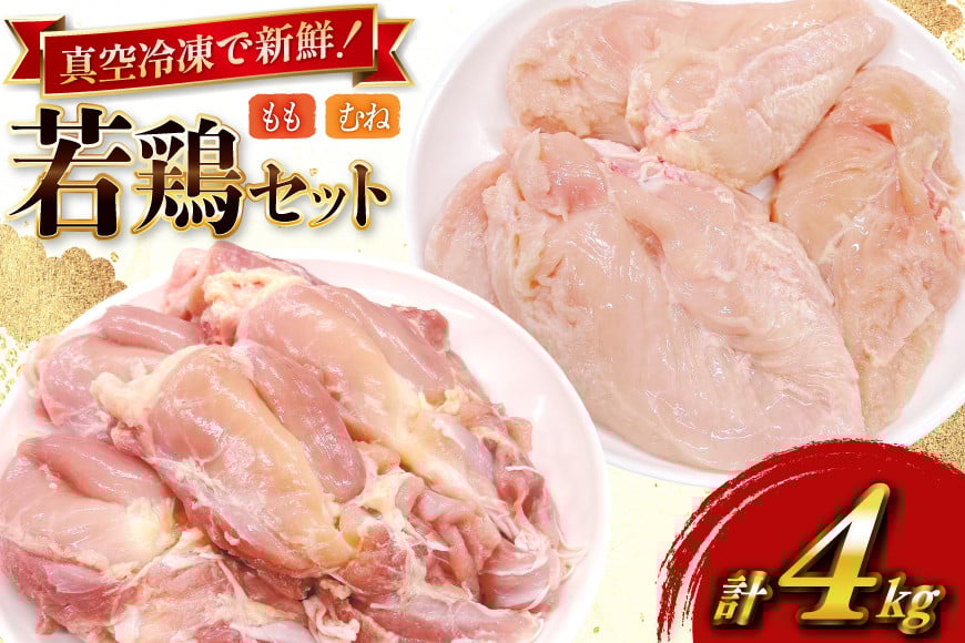 
            鶏肉 セット 宮崎県産 若鶏 もも身 むね身 各 1kg 2p 計4kg セット [TRINITY 宮崎県 日向市 452061339] 業務用 とり肉 もも もも肉 モモ モモ肉 鶏肉もも むね肉 むね ムネ肉 胸 宮崎 詰め合わせ 冷凍 肉
          