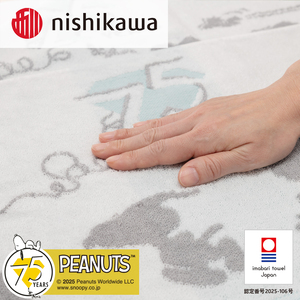 （今治タオルブランド認定）スヌーピーピーナッツ  ムースパフ フェースタオル＜75周年記念アート＞2枚（ホワイト）PN5603TW【I003740FT2W】