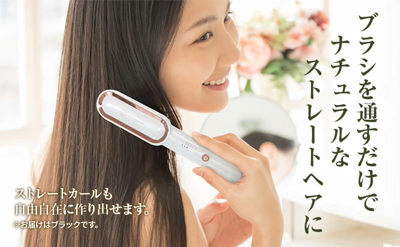 【ブラック】ヒートブラシ ヘアアイロン マイナスイオン 