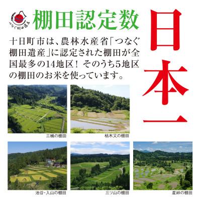 ふるさと納税 十日町市 【毎月定期便】新潟県十日町市魚沼産コシヒカリ「つなぐ棚田米」玄米5kg全4回 |  | 01