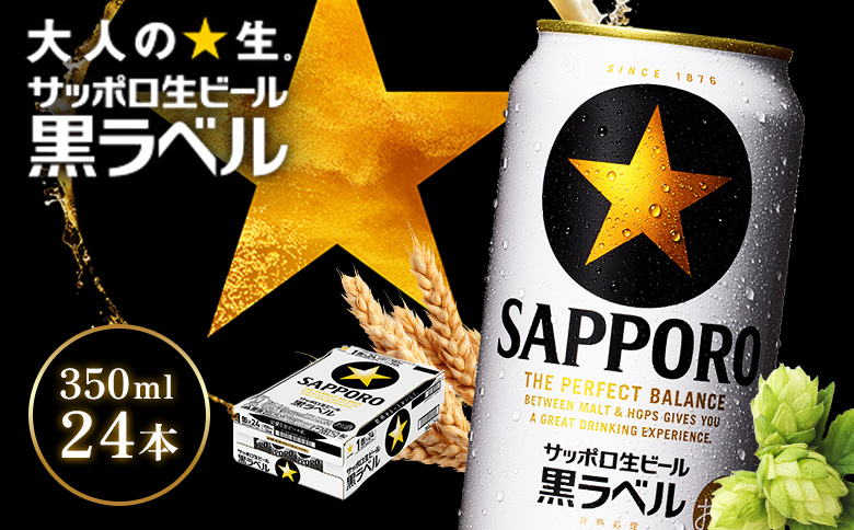 サッポロ黒ラベル350ml×24本 | サッポロ黒ラベル 黒ラベル サッポロ サッポロビール ビール 生ビール お酒 アルコール 北海道醸造 麦芽 うまみ 後味 爽やか 泡 鮮度 お取り寄せ 北海道 恵庭市 恵庭【930040111】