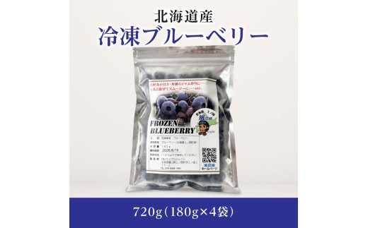 北海道産冷凍ブルーベリー（180g×4袋）　ノーザンハイブッシュ系品種　冷凍　国産　人気　フルーツ　果物　くだもの　スイーツ　加工品　ポリフェノール