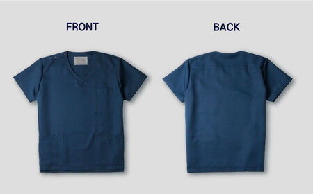 医療用着衣スクラブ半袖 ディープネイビー 仕事着 病院 刺繍 名入れ可 岐阜市/ビゼン [ANBW001]