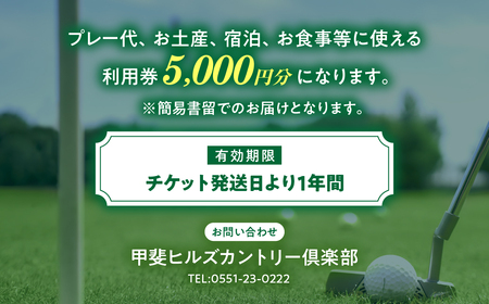 甲斐ヒルズカントリー倶楽部　施設利用券B