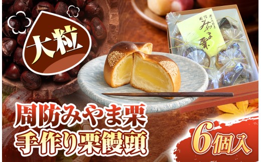 周防みやま栗 6 個 大粒 栗饅頭 ｜ 和菓子 茶菓子 お茶うけ まんじゅう 栗 お菓子 詰め合わせ  手作り セット おやつ 山口県 平生町