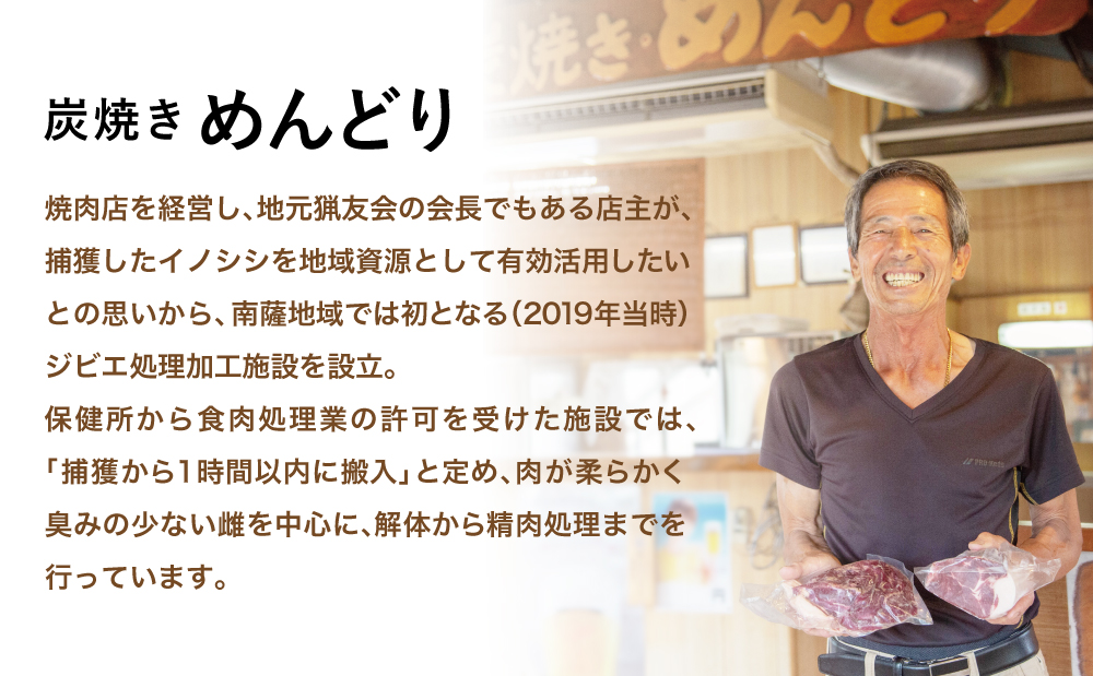 【南さつまジビエ】鹿児島県南さつま産 猪（いのしし）肉　牡丹鍋用ロース 500g（250g×2P）