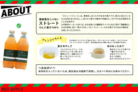 【順次出荷】 濃厚りんごジュース『しぼって そのまんま』 1L×12本