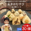 【ふるさと納税】 玄米おむすび10種10個～30個セット 玄米 国産 冷凍おにぎり 鮭 じゃこ 阿波牛 ゆず みそ うめ ひじき きくらげ おかか 朝ごはん おやつ ダイエット 健康 小松島市 徳島