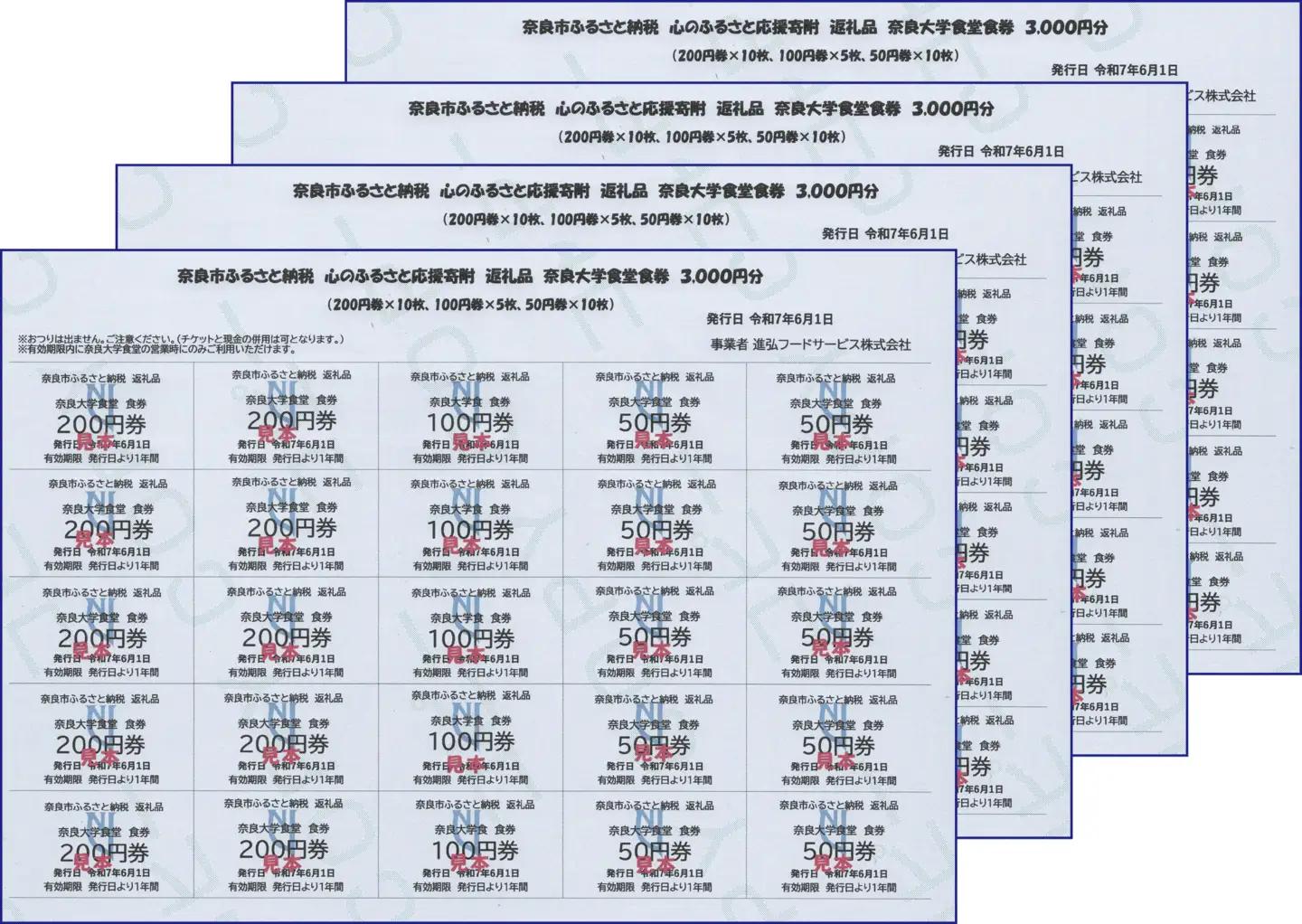 奈良大学 食堂チケット 12,000円分(3,000円×4枚)食券 skf03