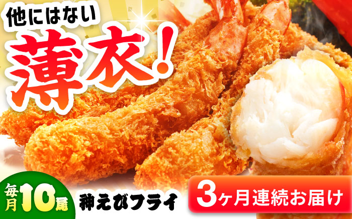 【全3回定期便】水産高校賞受賞！無頭「神えびフライ」9尾～11尾 400g 吉野ヶ里町/EBI研究所 [FDE011]