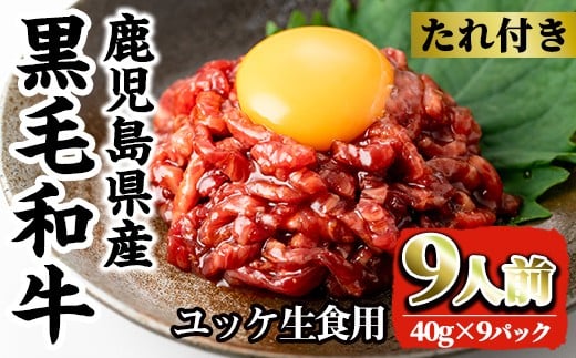 i1211-A 鹿児島県産黒毛和牛ユッケ9人前(40g×9P・計360g) 肉 牛肉 黒毛和牛 国産 鹿児島県産 ユッケ 生食 旨み 360g 9人 【カミチク】