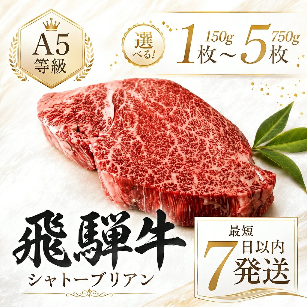 【ふるさと納税】期間限定 家計応援 飛騨牛 シャトーブリアンステーキ 1枚〜5枚 | A5等級 牛肉 肉 和牛 国産牛 牛肉 肉 ステーキ ヒレ 1枚 2枚 3枚 4枚 5枚 冷凍 岐阜 日時指定 本巣市 トキノ屋 食品 [mt422] 20000円 40000円 60000円 80000円 100000円 発送時期が選べる