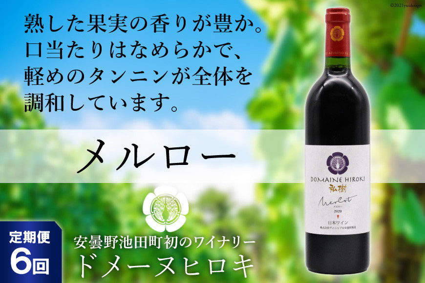 【6回定期便】熟した果実の香り メルロー 750ml×1本 / DOMAINE HIROKI ドメーヌ・ヒロキ / 長野県 池田町