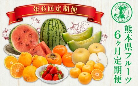【 6か月 連続 定期便 】 熊本県 フルーツ 6ヶ月 定期便 果物 くだもの 旬 いちご 柑橘 スイカ メロン 柿 梨