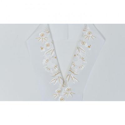 ふるさと納税 伊丹市 半衿　松竹梅にふくらすずめの柄　刺繍　白地に白と金の糸  [54030220] |  | 01