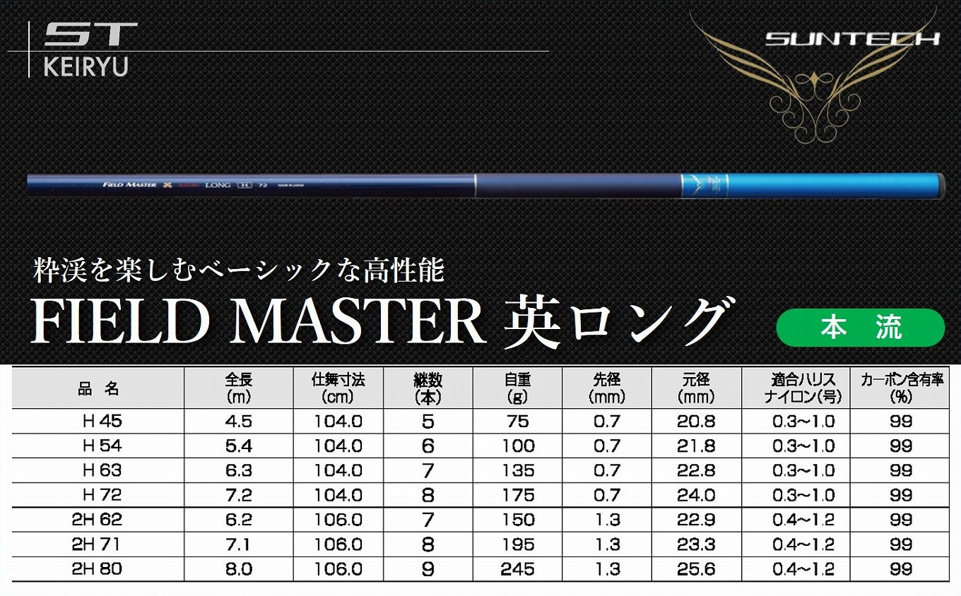 
【日本製・渓流竿】FIELD MASTER 英ロング　サンテック SUNTECH 釣り具 釣竿
