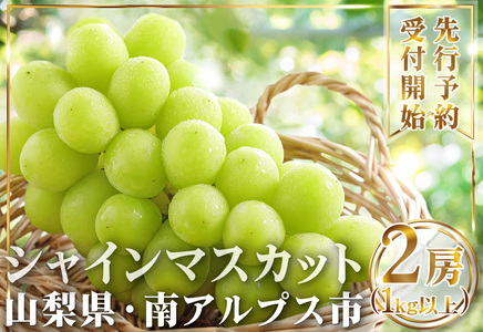 【2026年発送先行予約】山梨県産 シャインマスカット2房(1㎏以上) ALPAI027