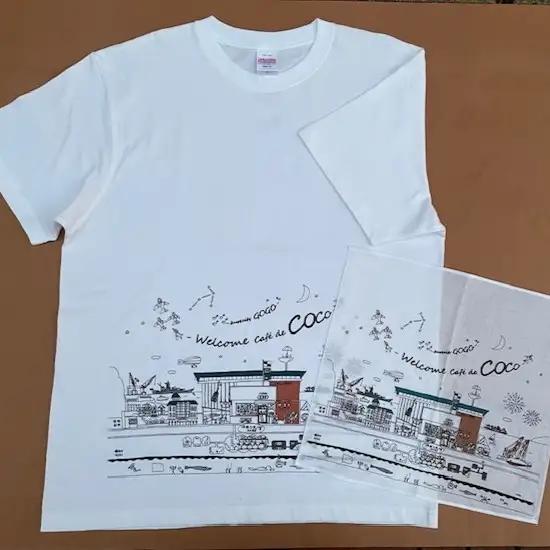 「COCO×大和のふるさと」のＴシャツ(Mサイズ)と手ぬぐいハンカチ ku213-001-m-r