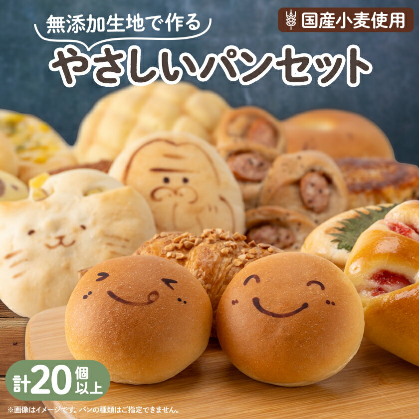 【ふるさと納税】【国産小麦】無添加生地で作るバラエティーやさしいパンセット(20個以上)_ パン 無添加 ベーカリー 人気 おすすめ 送料無料 セット 冷凍 贈答 ギフト プレゼント 栃木 小山市 カレーパン 国産小麦 【配送不可地域：離島】【1261283】