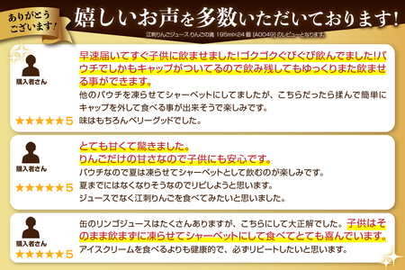 江刺りんごジュース りんごの滴（パウチタイプ） 195ml×24個 ストレート果汁100%[A0049]