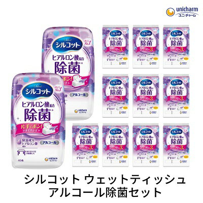 【ふるさと納税】シルコット ウェットティッシュ アルコール除菌セット(本体2＋詰替3P×10袋) 手拭き 外出時 食事前 手肌にやさしい 保湿成分配合 厚手 やわらか しっかり除菌 　お届け：ご寄附（ご入金）確認後、約2週間～1ヶ月程度でお届けいたします。