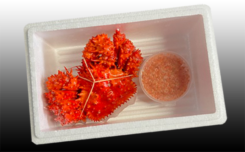 花咲かに300g前後～450g前後×1尾・いくら醤油漬け100g×1Pセット A-30028