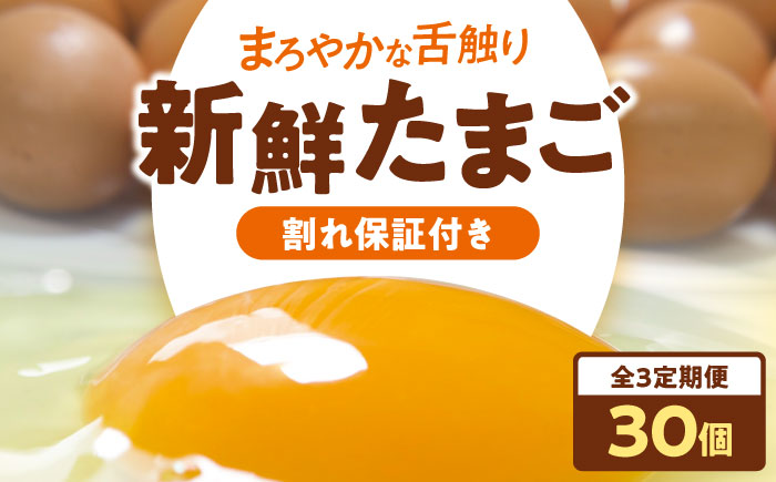 【全3回定期便】平飼い 海草たまご 3パック（30個入り）割れ保証あり 愛媛県大洲市/和田養鶏場 卵 たまご 鶏卵 卵料理 玉子 [AGDQ005]